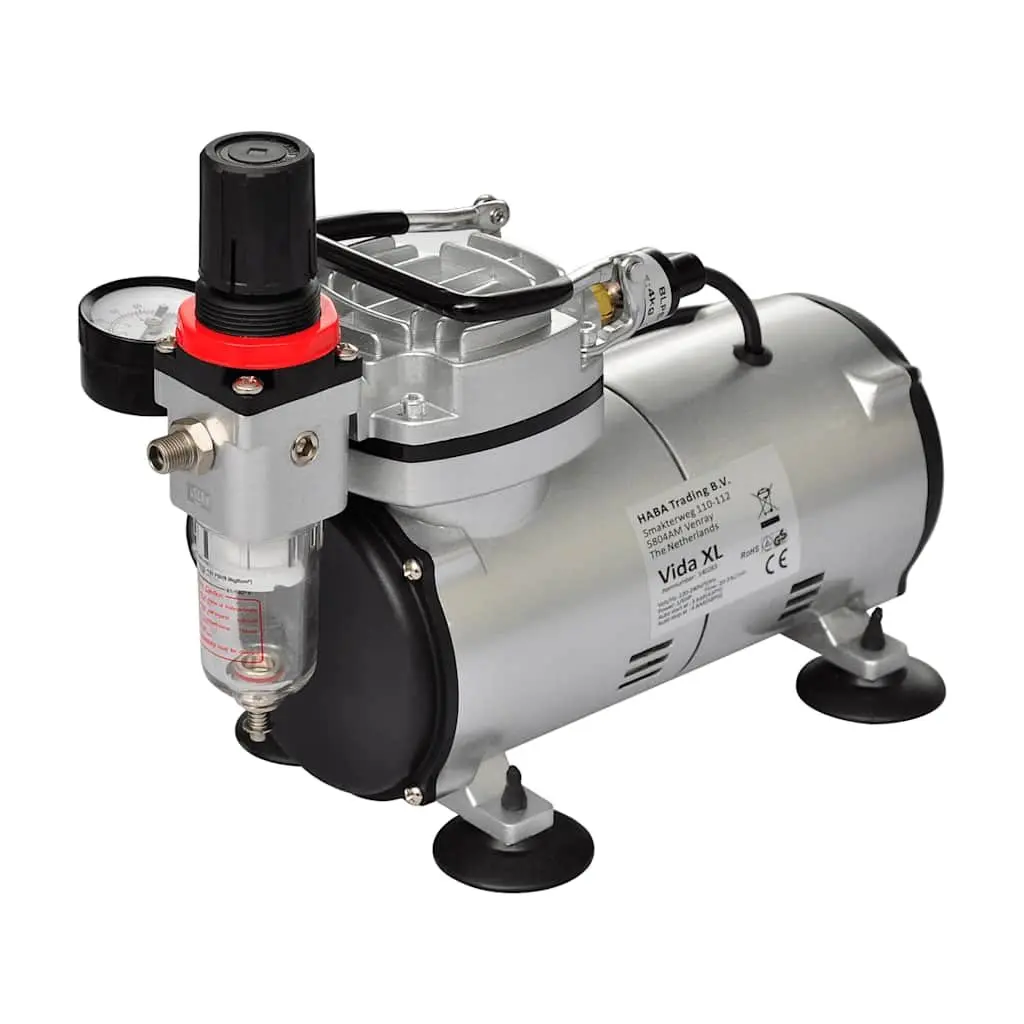 Airbrush Compressor Set Oil-Free Piston Mini Kit with Dual Spray Guns and Accessories