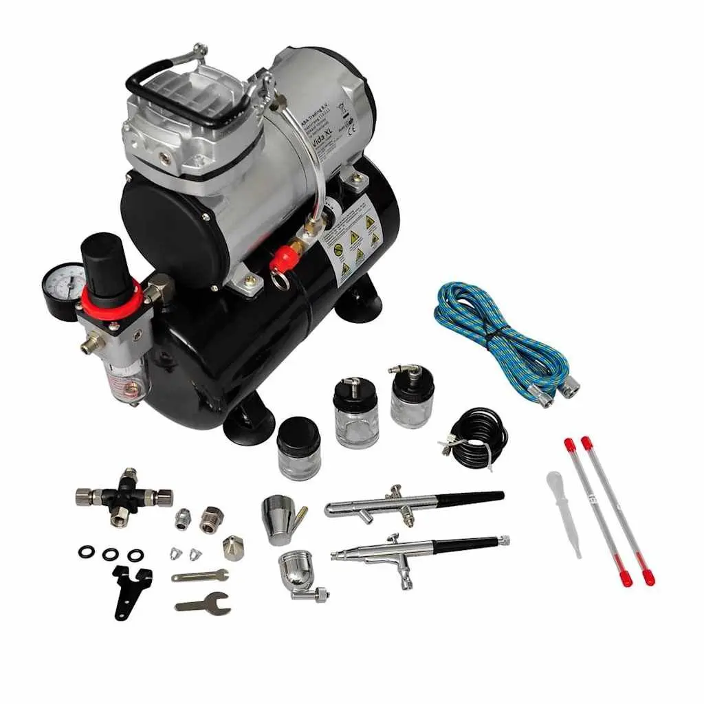 Airbrush Compressor Set Mini Piston 3 Litre Portable with 2 Spray Guns
