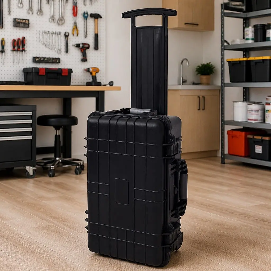 Wheeled Tool Case Polypropylene Black with Pick Pluck Foam Interior