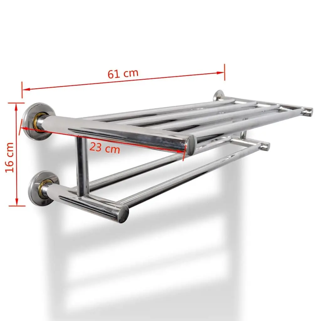 Stainless Steel Wall Mounted Towel Rack 6 Tubes Bathroom Holder Organiser