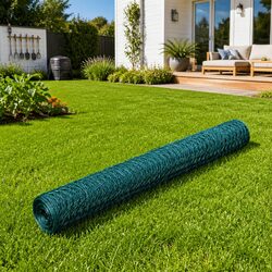 Chicken Wire Fence Panel PVC Coated Green 25x1 m Poultry Enclosure Netting