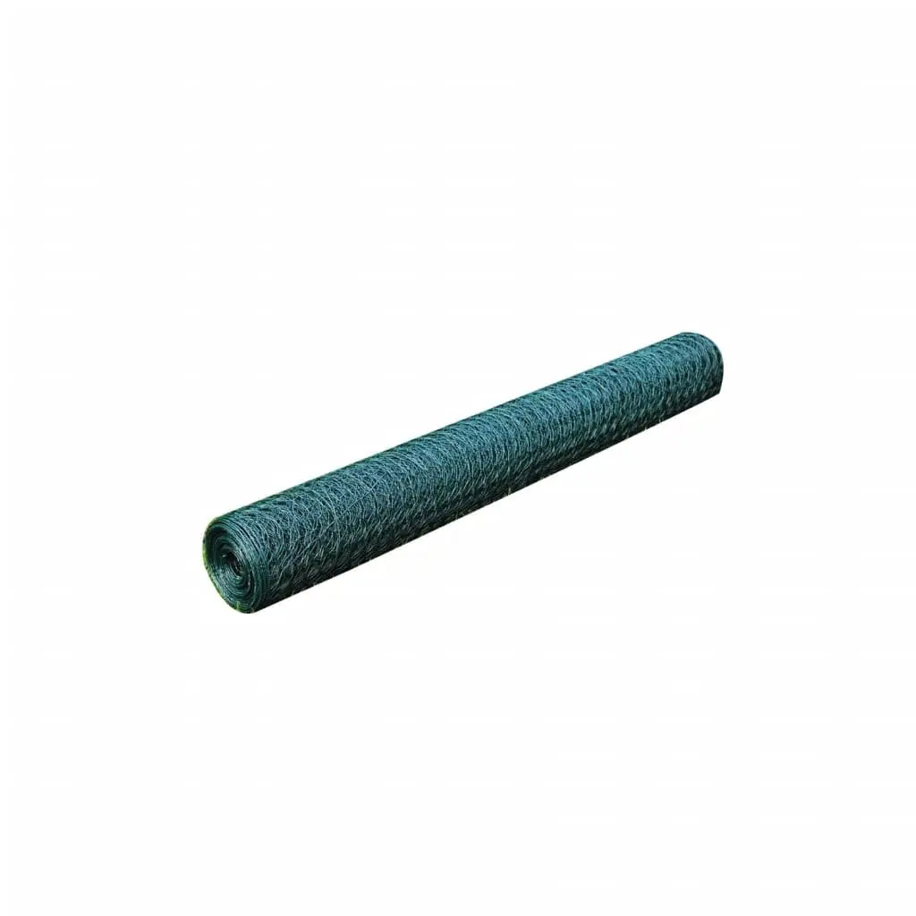 PVC Coated Wire Mesh Fence Panel Green 25m x 1m Durable Netting for Poultry Enclosure and Small Animal Containment