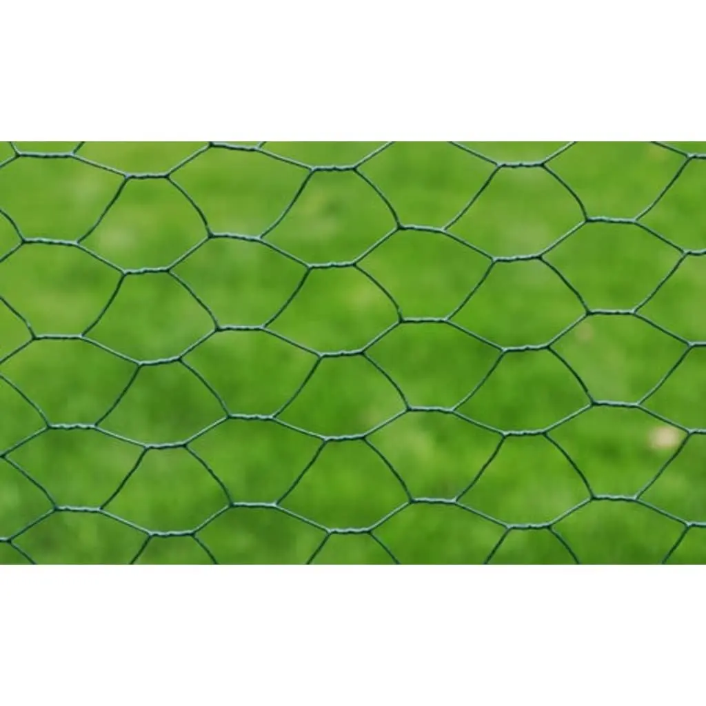 PVC Coated Wire Mesh Fence Panel Green 25m x 1m Durable Netting for Poultry Enclosure and Small Animal Containment