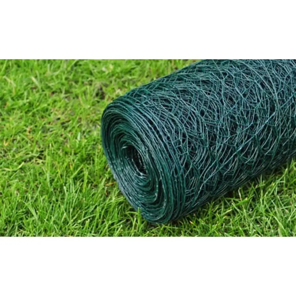 PVC Coated Wire Mesh Fence Panel Green 25m x 1m Durable Netting for Poultry Enclosure and Small Animal Containment