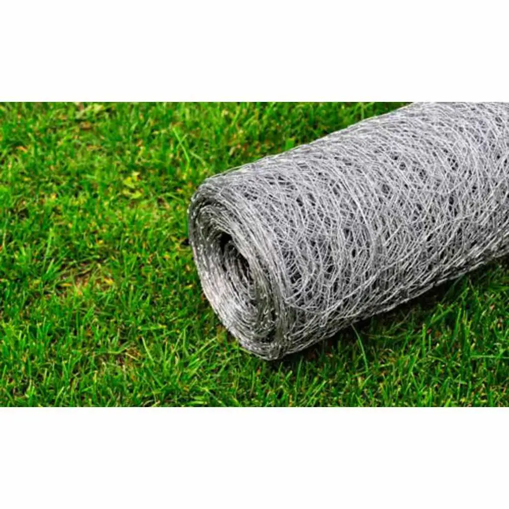 Poultry Netting Galvanised Steel 1m x 25m Flexible Wire Fence for Garden and Livestock Protection Silver