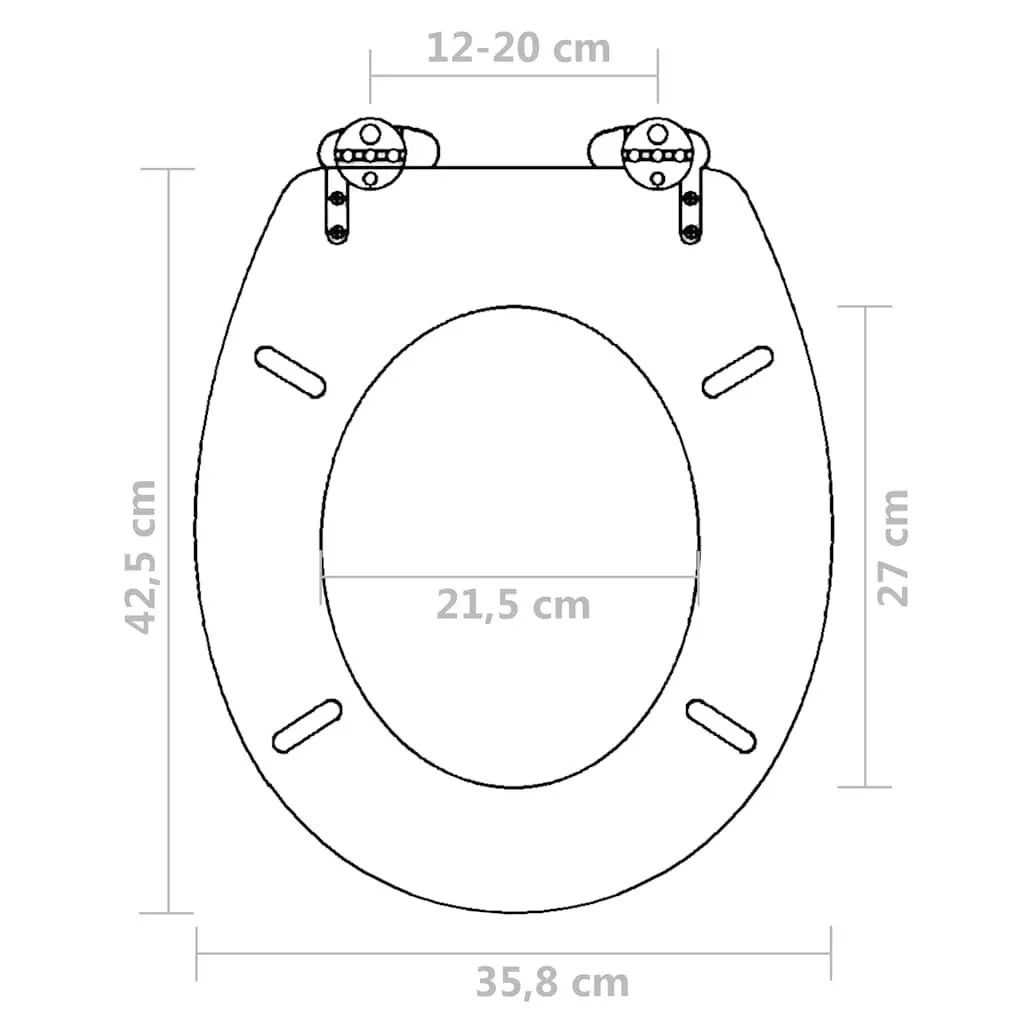 Toilet Seat Brown MDF Soft Close Lid Adjustable Hinges Easy Installation