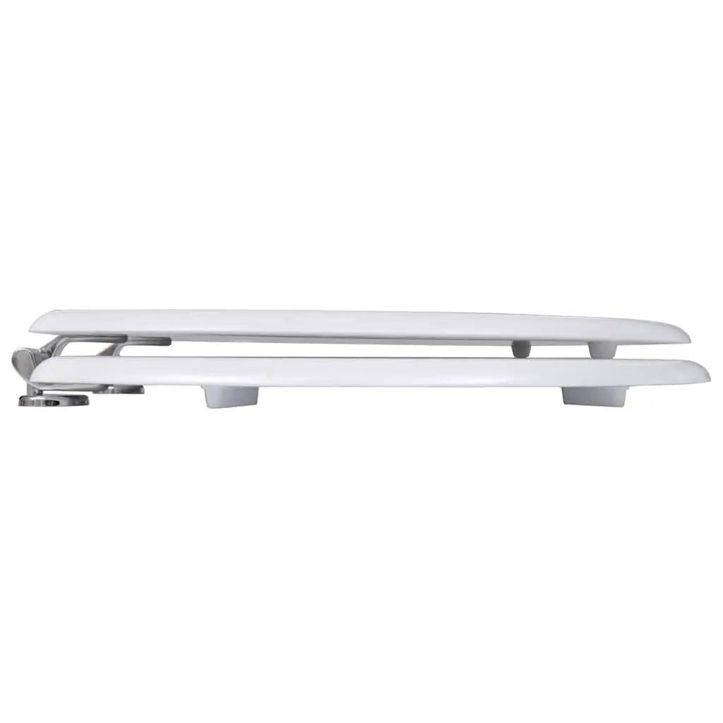 MDF Toilet Seat White with Lid Adjustable Hinges Easy Clean Universal Size Bathroom Fixture