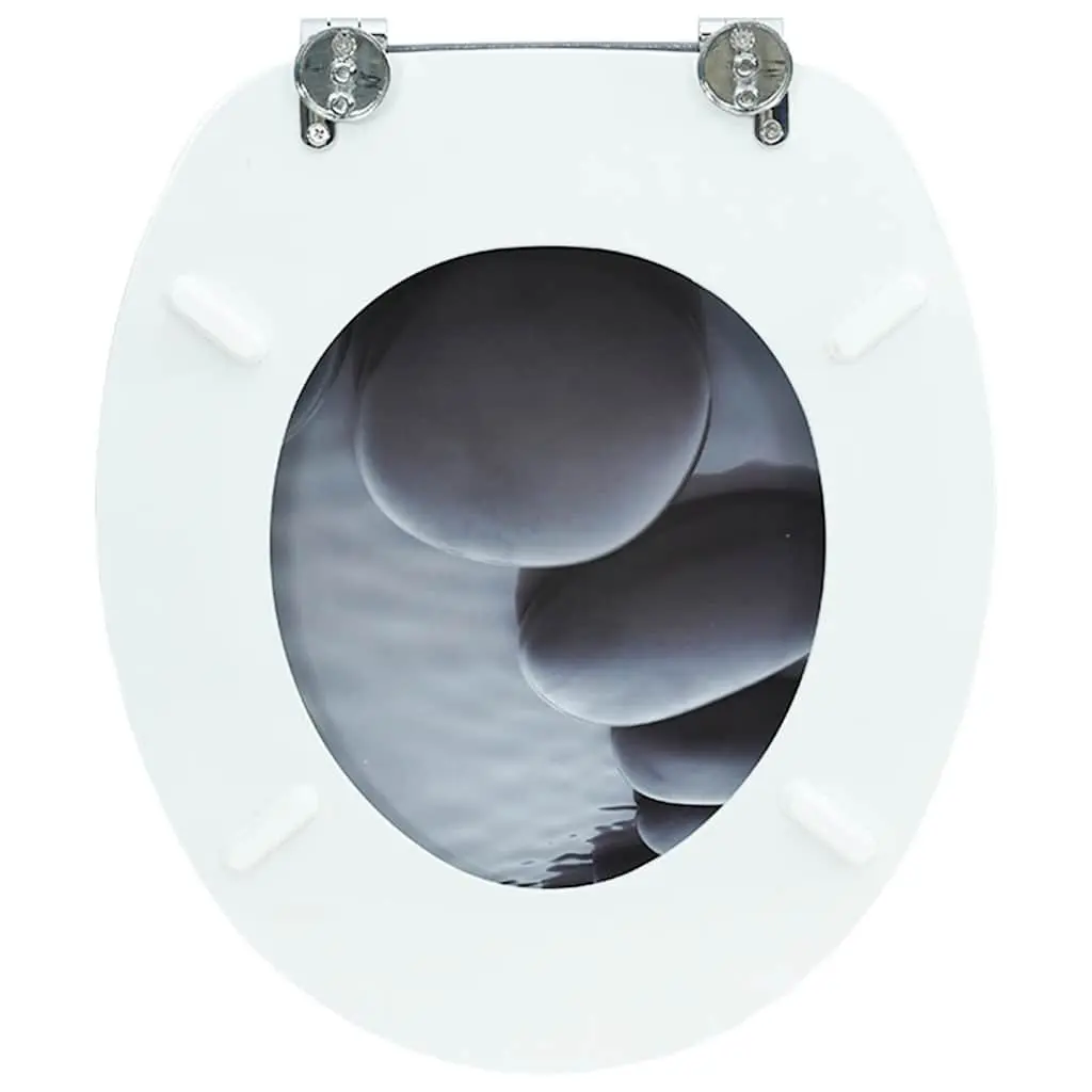 Toilet Seat MDF Grey with Adjustable Hinges for Standard Bowls Easy Install