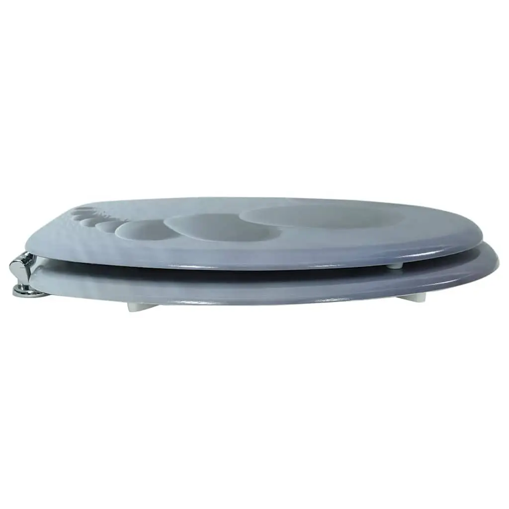 Toilet Seat MDF Grey with Adjustable Hinges for Standard Bowls Easy Install