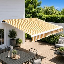 Perfect Yellow White Awning for Patios and Gardens