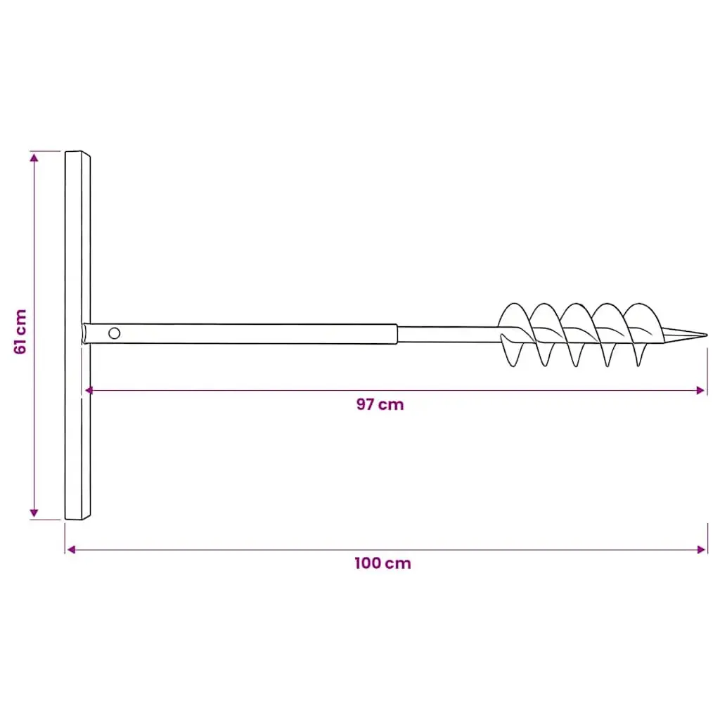 100mm Steel Ground Drill Auger Bit Double Spiral Handle for Soil Digging and Planting Black