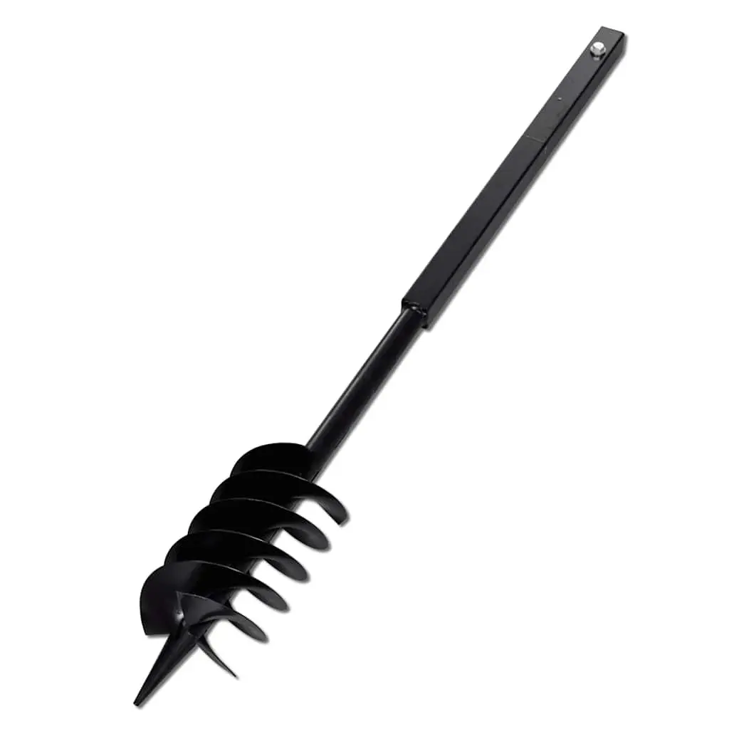Auger Drill 120mm Steel Double Spiral Black Gardening Tool with Handle for Soil Mixing and Planting