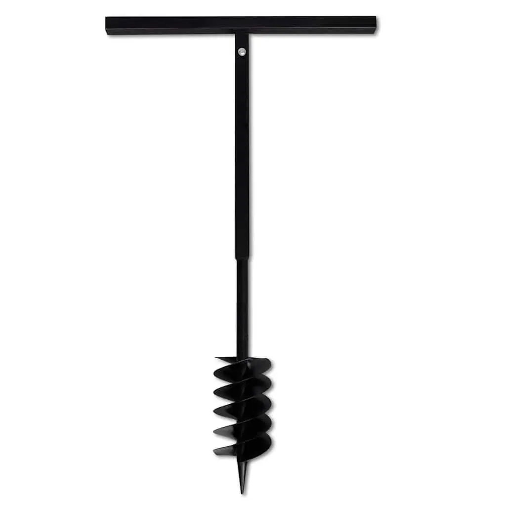 Auger Drill 120mm Steel Double Spiral Black Gardening Tool with Handle for Soil Mixing and Planting