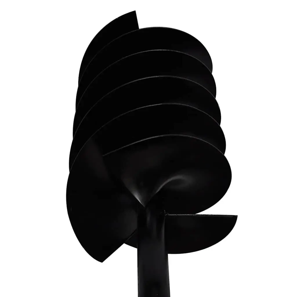 Ground Drill Auger Bit Steel 200mm Three Spirals Black Gardening Tool