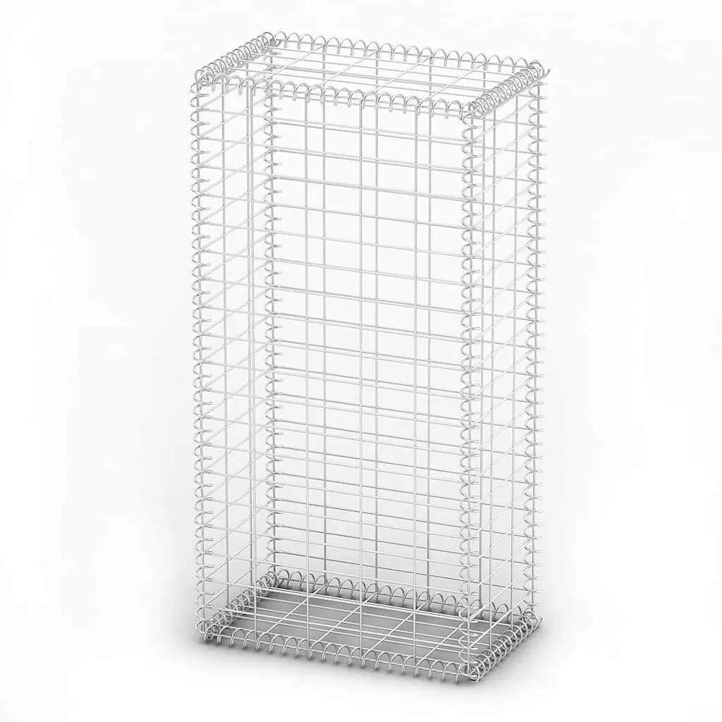 Gabion Basket Galvanised Steel Wire Mesh 100cm x 50cm x 30cm with Lids for Retaining Wall and Garden Fencing Silver