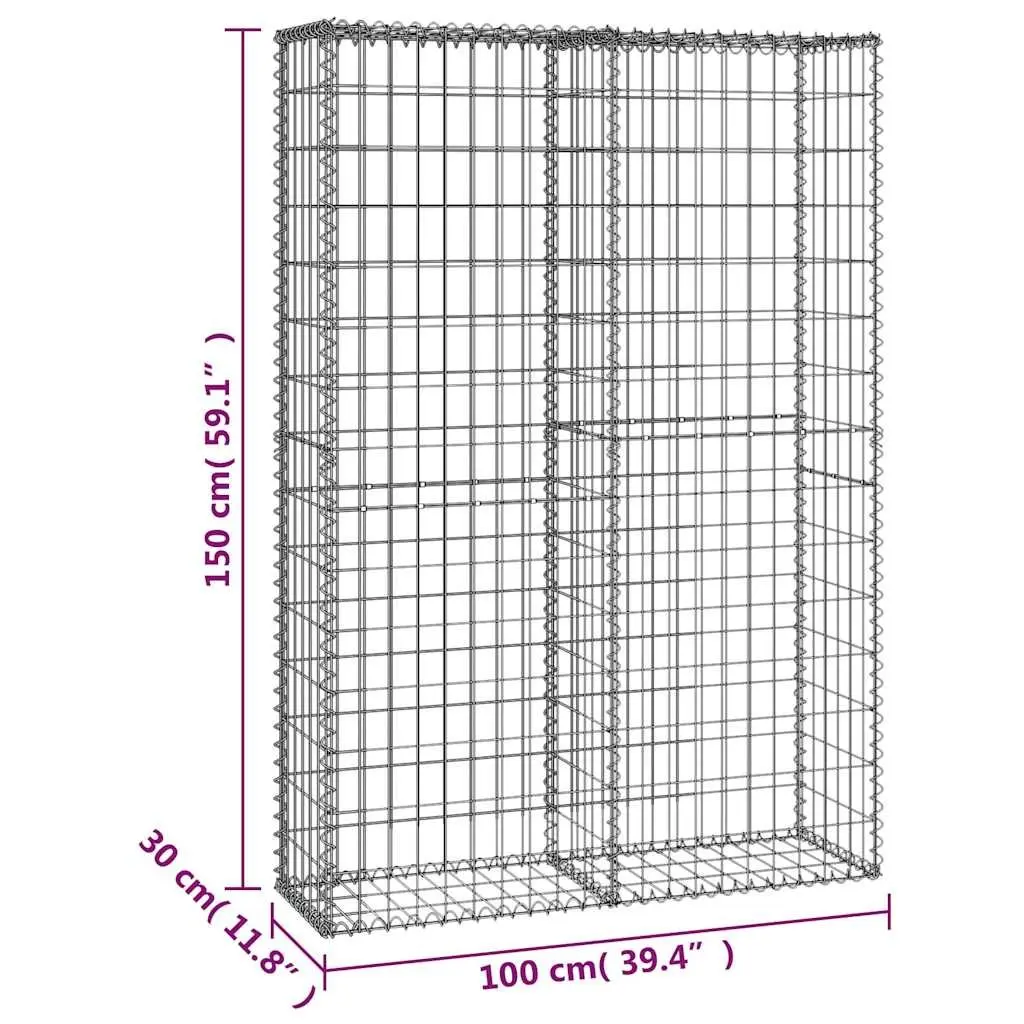 Gabion Basket Galvanised Steel Mesh 150x100x30cm with Lids for Garden Retaining Wall Projects