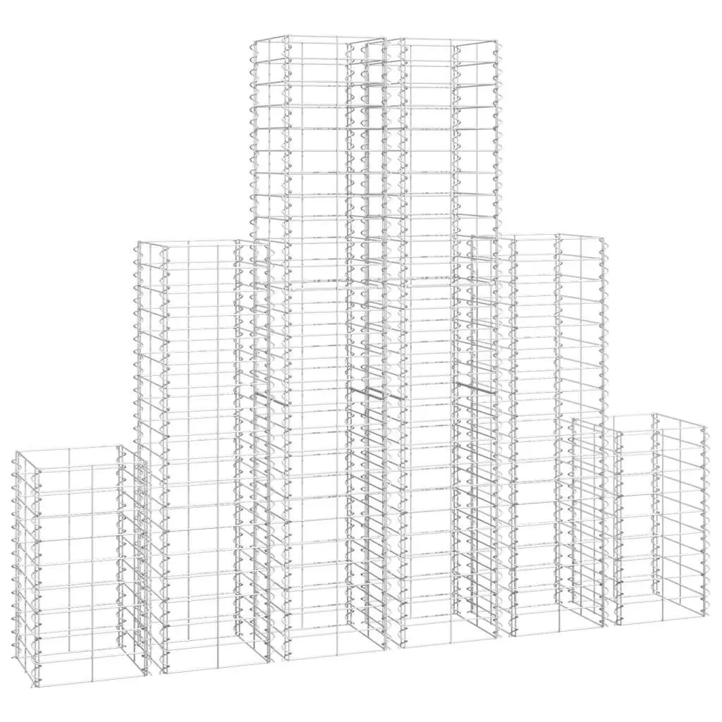 Gabion Basket Set 6 Piece Galvanised Steel Wire Mesh Retaining Wall Silver