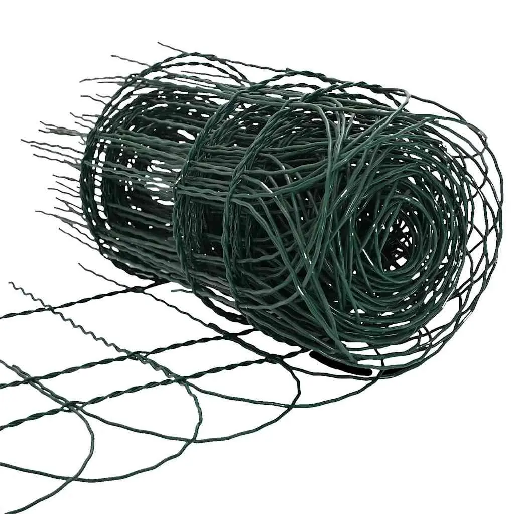 Garden Border Fence Powder Coated Iron Green Outdoor Lawn Edging 25m Wire Barrier