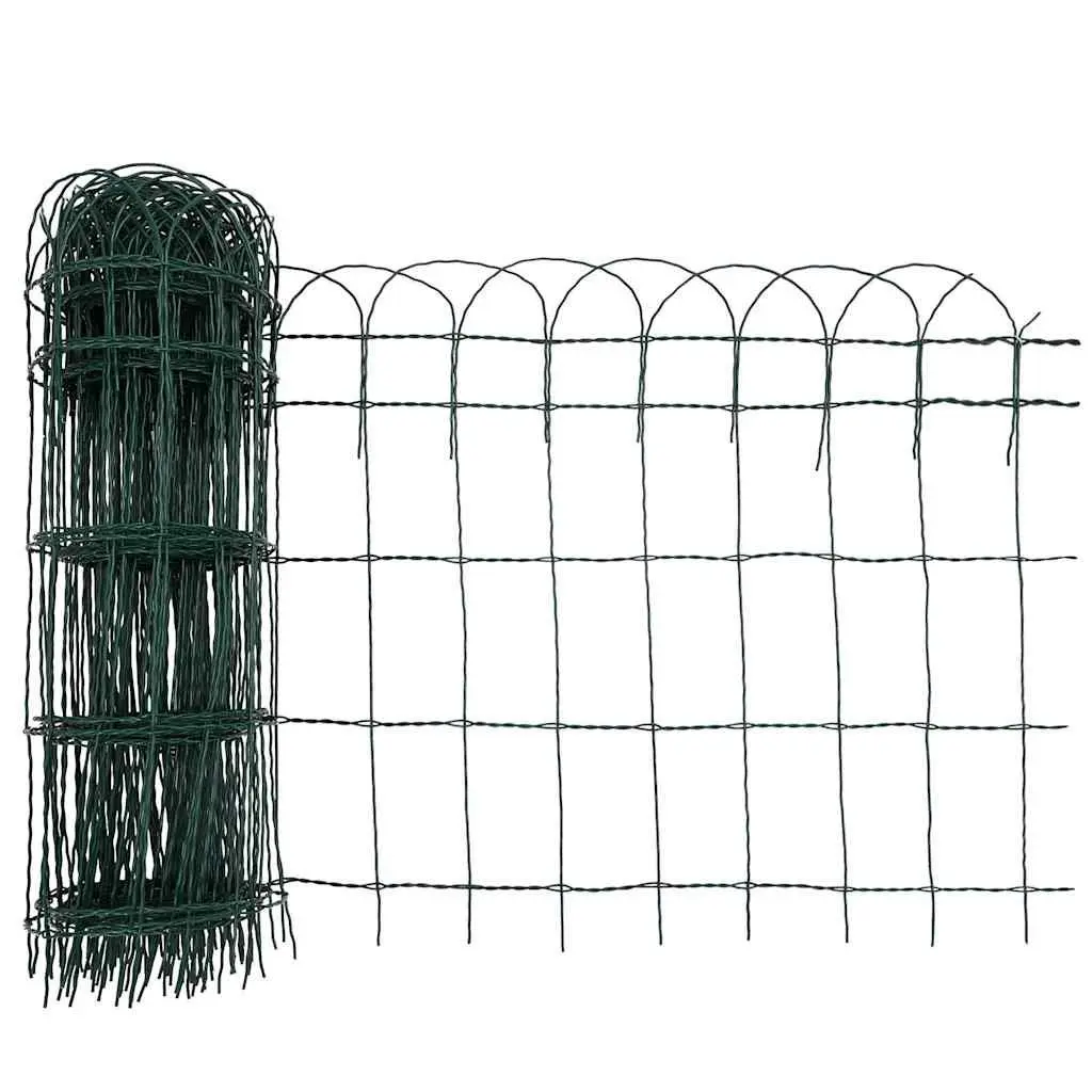 Garden Border Fence Edging Powder-coated Iron 10m Green
