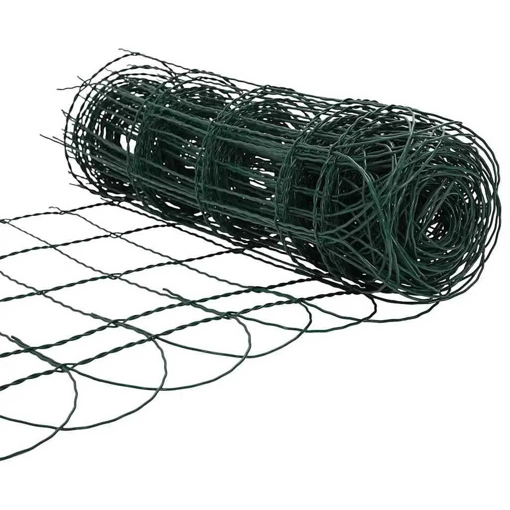 Garden Border Fence Edging Powder-coated Iron 10m Green