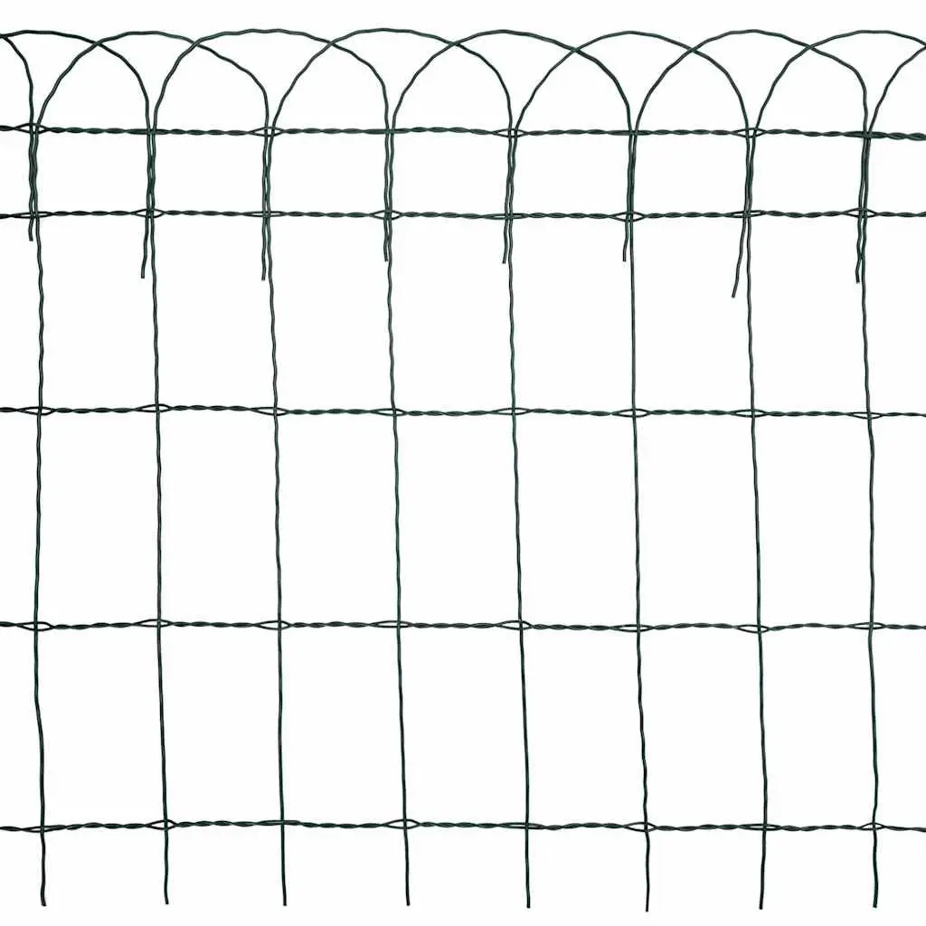 Garden Border Fence Edging Powder-coated Iron 10m Green