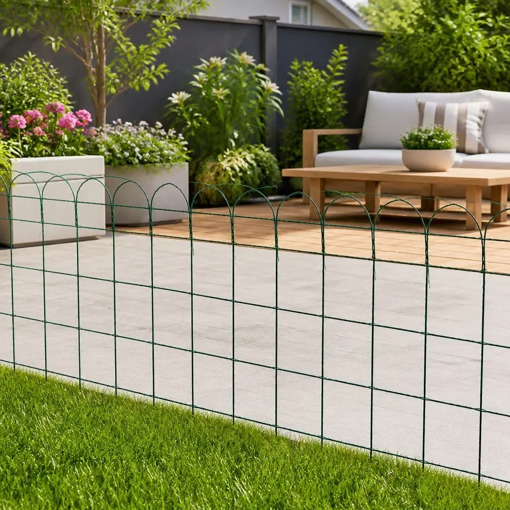 Garden Border Fence Iron Wire Edging 25m Green Powder-coated Iron Outdoor Yard Lawn Protection Barrier