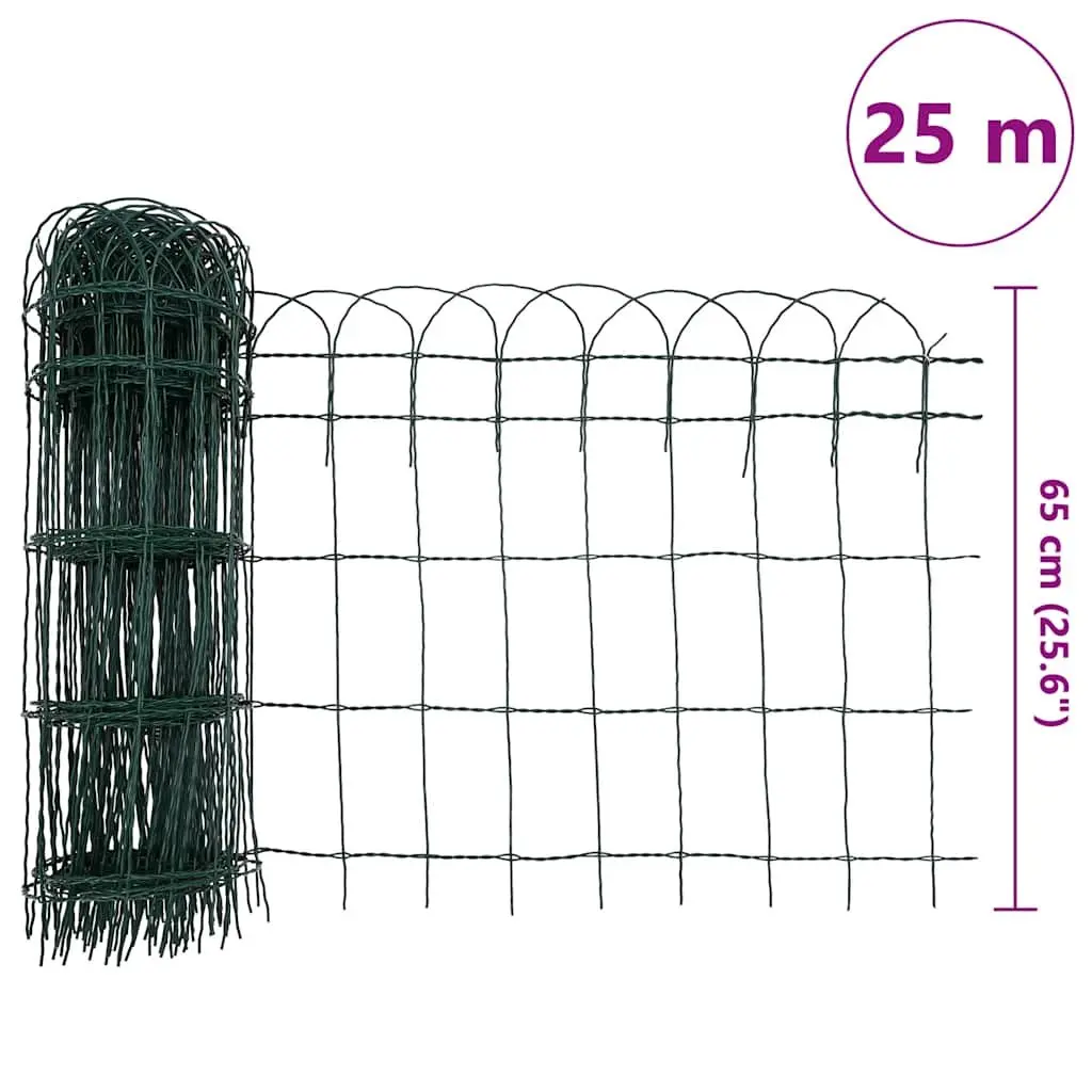 Garden Border Fence Iron Wire Edging 25m Green Powder-coated Iron Outdoor Yard Lawn Protection Barrier