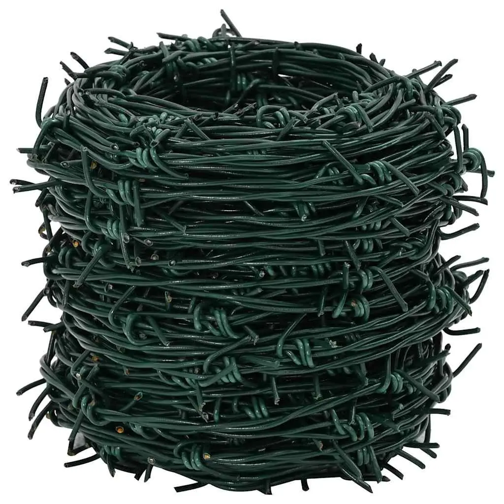 Barbed Wire Roll Powder-coated Iron 100m Silver Garden Fence Security Outdoor Yard Protection Barrier
