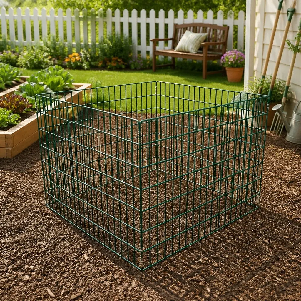 Square Mesh Garden Composter Powder-coated 100x100x70cm Green
