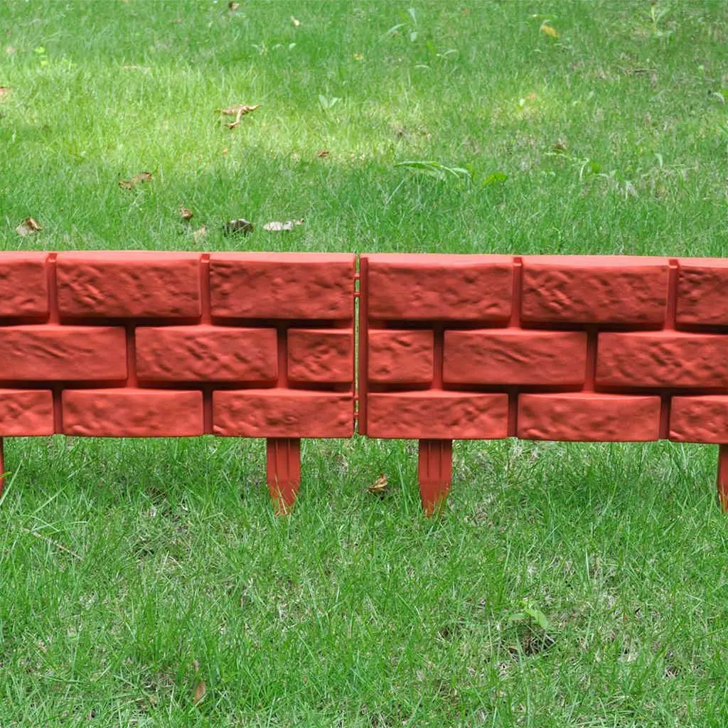 Garden Lawn Divider Edging Border Red Polypropylene 11 Piece 45 cm Long 17.5 cm High