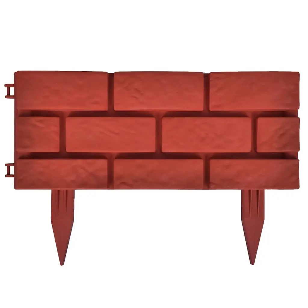 Garden Lawn Divider Edging Border Red Polypropylene 11 Piece 45 cm Long 17.5 cm High