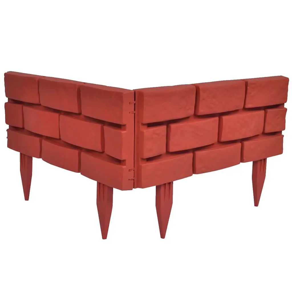 Garden Lawn Divider Edging Border Red Polypropylene 11 Piece 45 cm Long 17.5 cm High