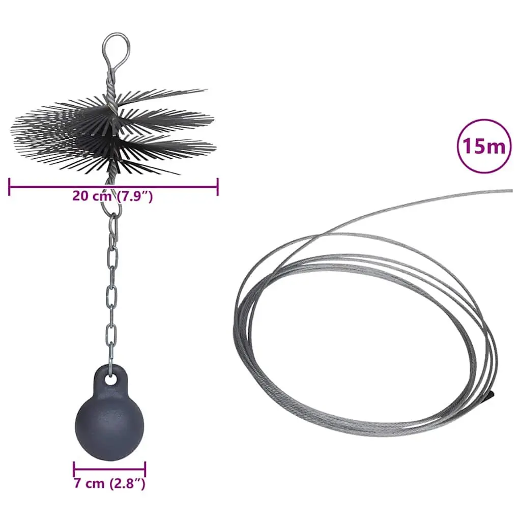20cm Diameter Durable Round Cleaning Brush for Chimney with Secure Thread Attachment