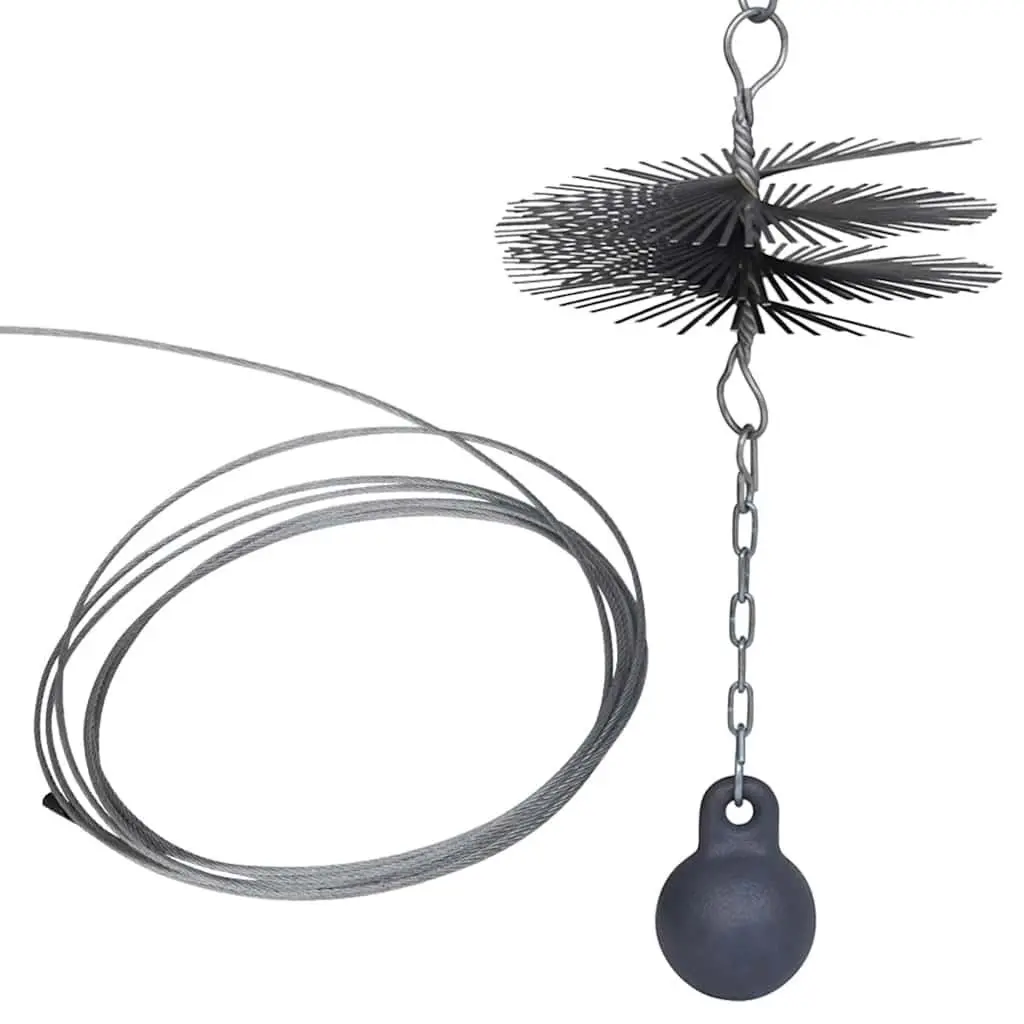 Chimney Cleaning Brush 25cm Diameter Durable Construction with Eyelet Thread Ball Chain