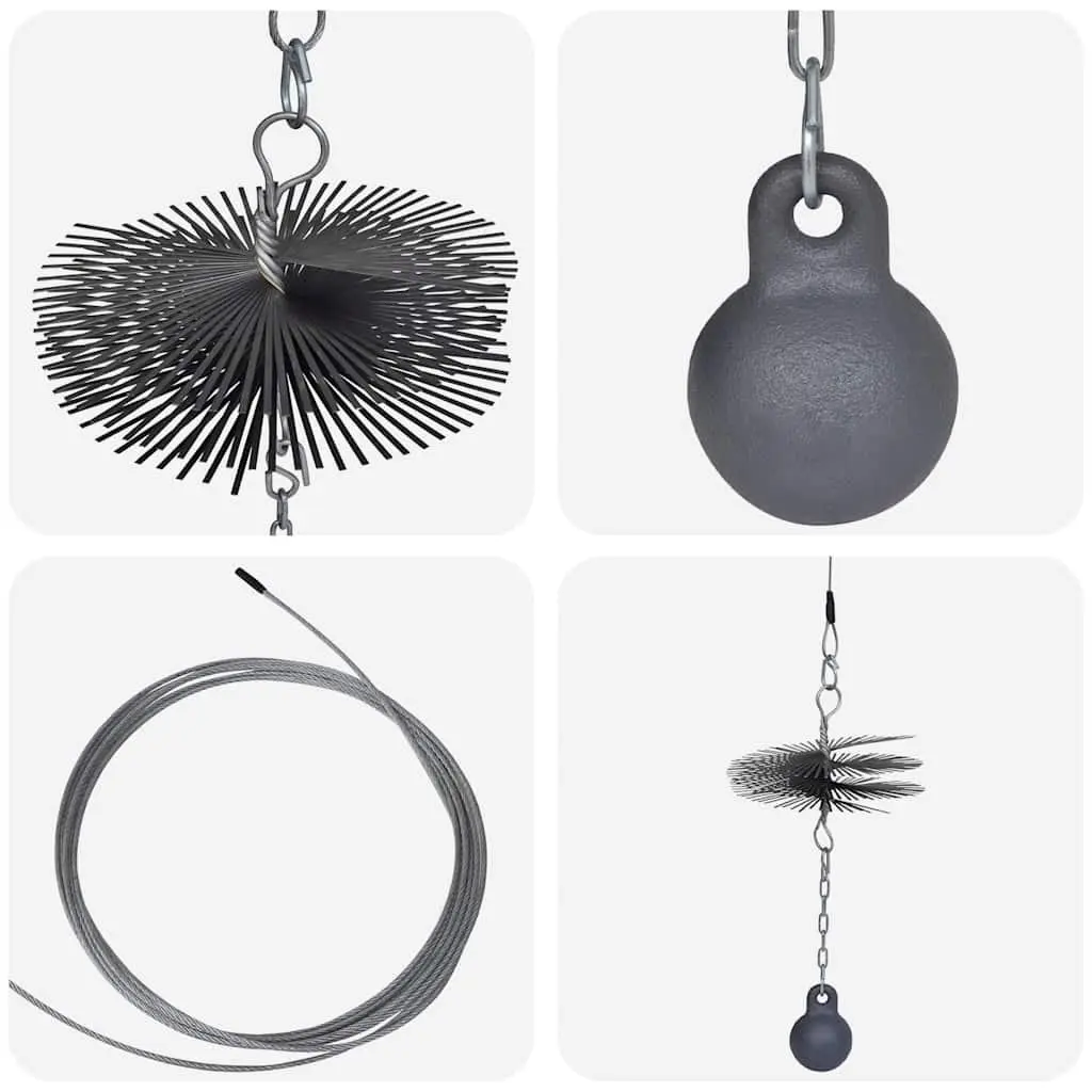 Chimney Cleaning Brush 25cm Diameter Durable Construction with Eyelet Thread Ball Chain