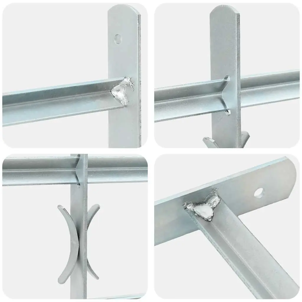 Security Grille Window Protection Silver Adjustable 1000-1500mm with 3 Crossbars