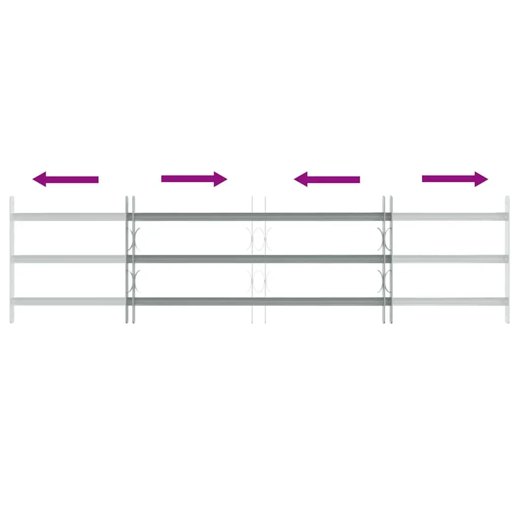 Security Grille Window Protection Silver Adjustable 1000-1500mm with 3 Crossbars