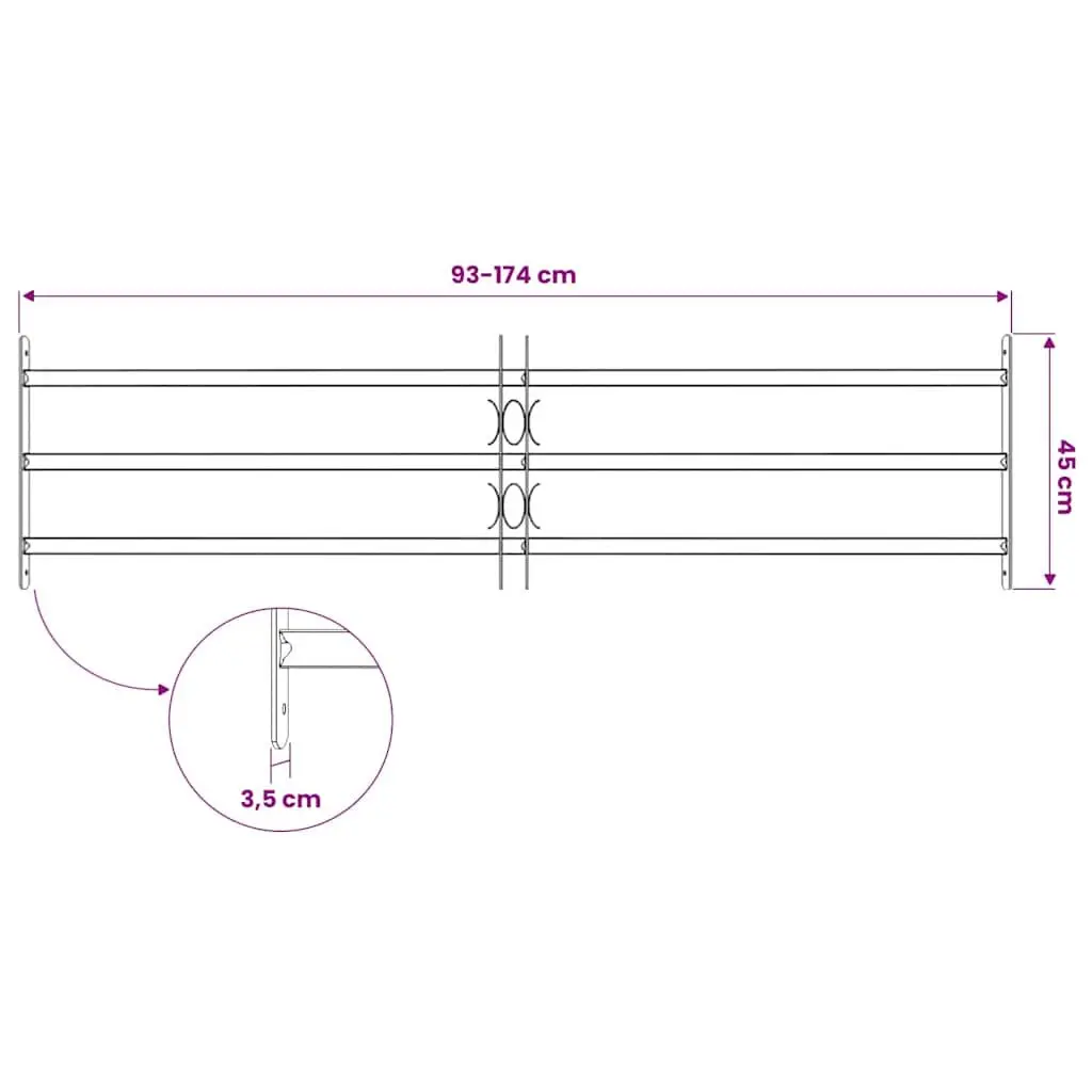 Security Grille Window Protection Silver Adjustable 1000-1500mm with 3 Crossbars