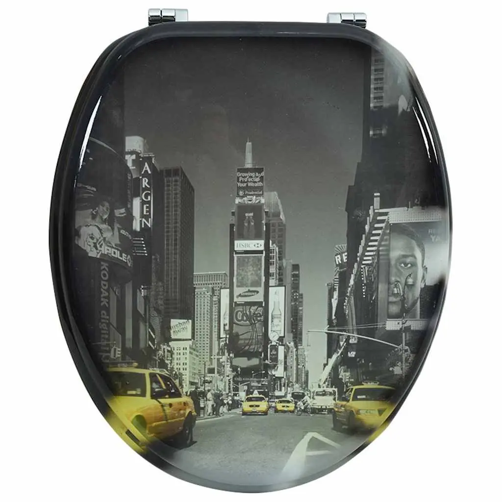 Toilet Seat MDF Multicolour Hard Close Lid Adjustable Hinge