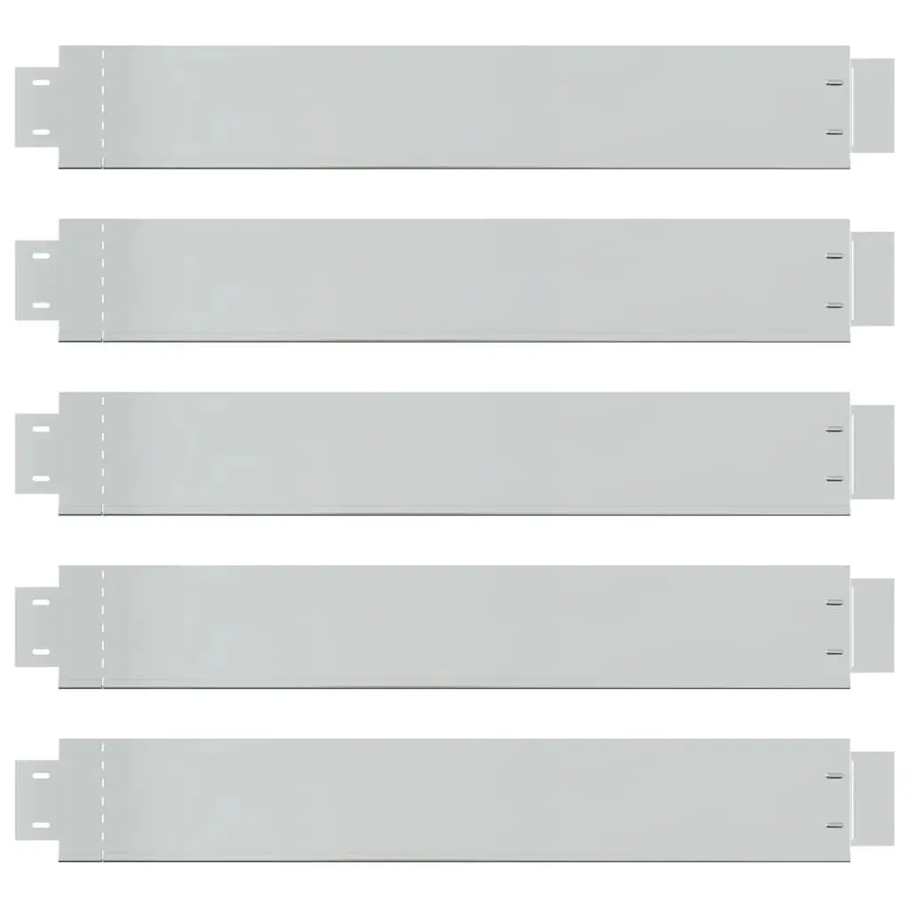 Lawn Garden Border Edging Set Flexible Silver 5 Panels 100 x 14 cm