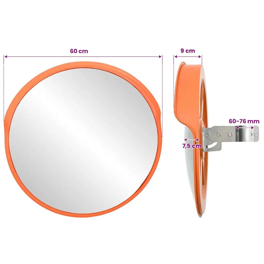 Convex Traffic Mirror PC Plastic 60cm Orange Outdoor Safety Road Security