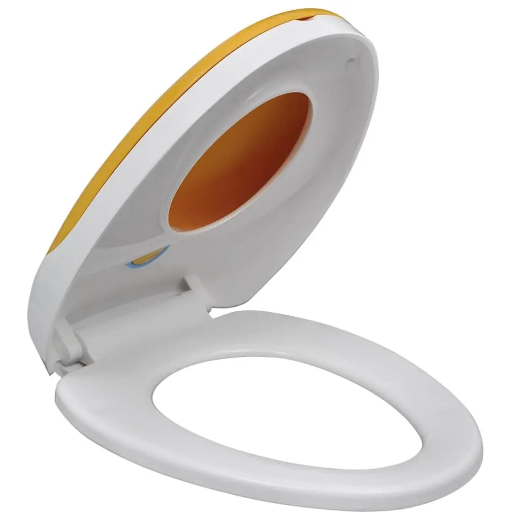Soft-Close Toilet Seat Yellow White Adults Children Family Bathroom Dual Size