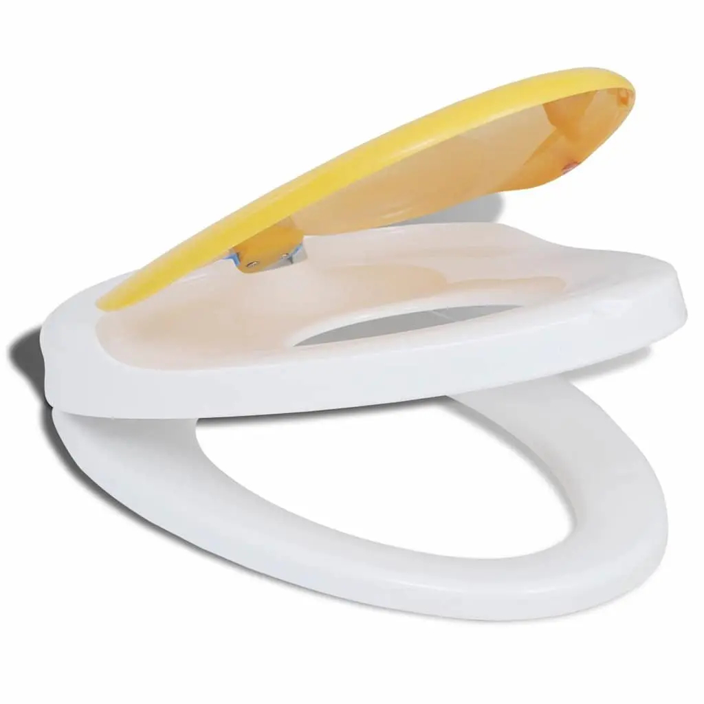 Soft-Close Toilet Seat Yellow White Adults Children Family Bathroom Dual Size