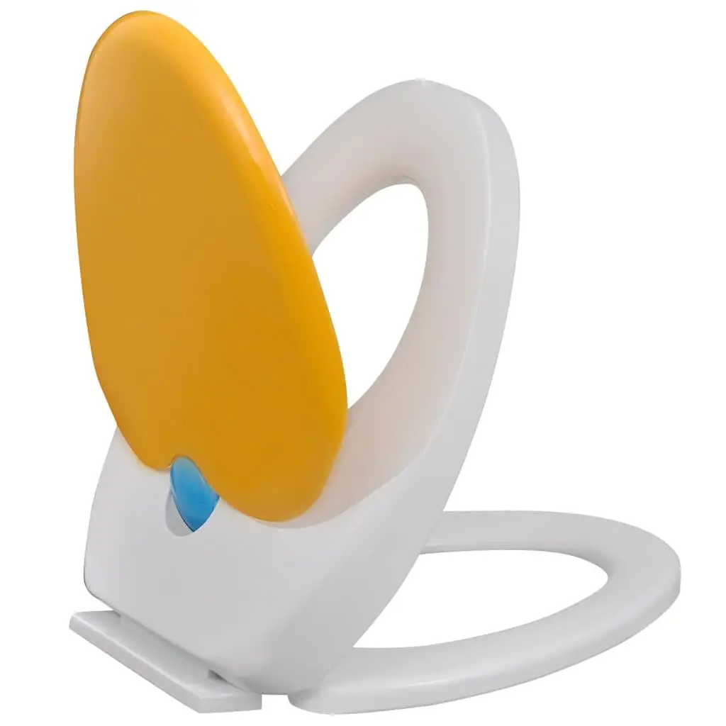 Soft-Close Toilet Seat Yellow White Adults Children Family Bathroom Dual Size