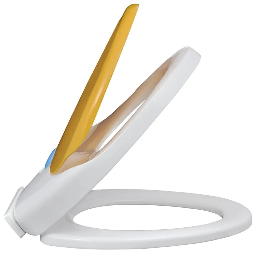 Soft-Close Toilet Seat Yellow White Adults Children Family Bathroom Dual Size