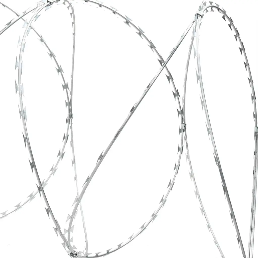 Razor Wire Clipped Concertina Coil Galvanised Steel 100m Silver Garden Fence Security Barbed Protection
