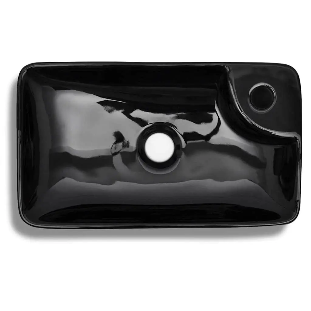 Ceramic Bathroom Basin Sink High Gloss Modern Washroom Vessel Black