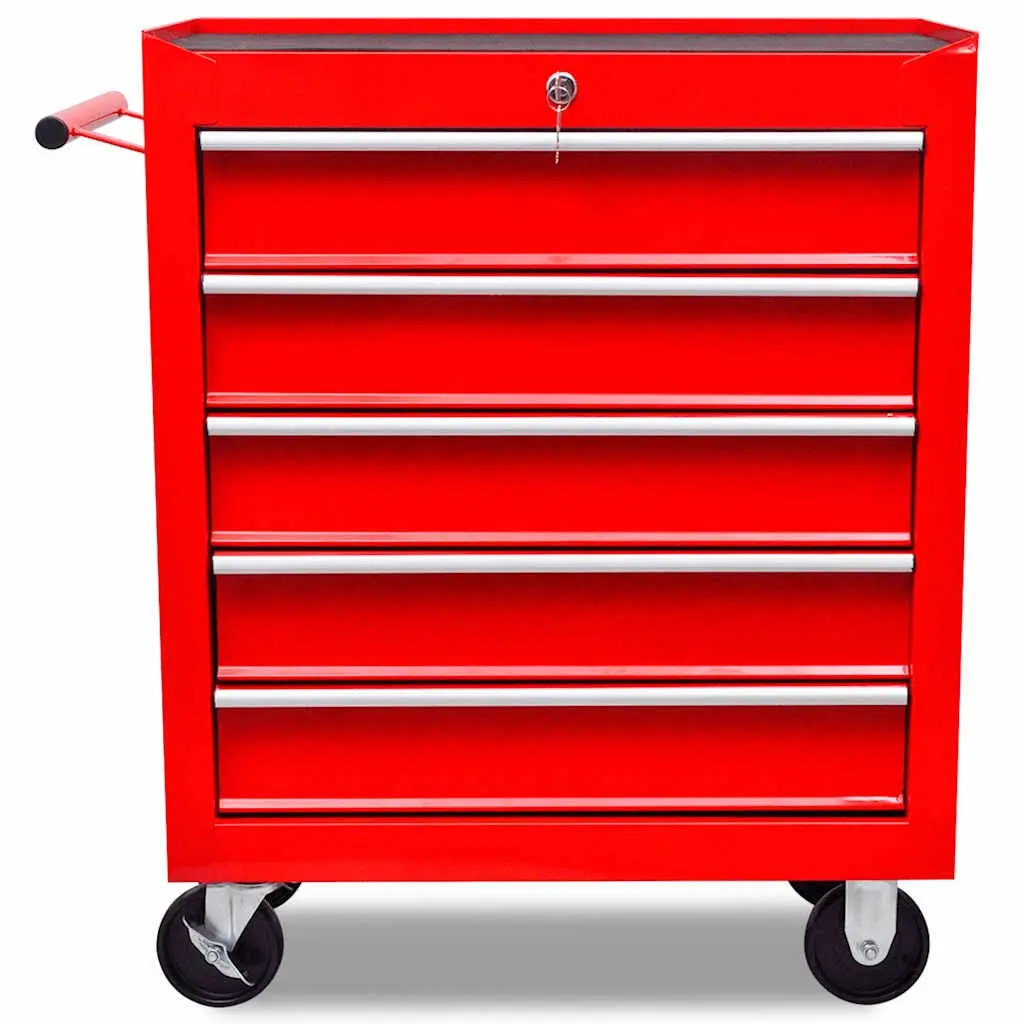 Tool Trolley Workshop Storage Cabinet Grey 5 Drawers Lockable Organiser
