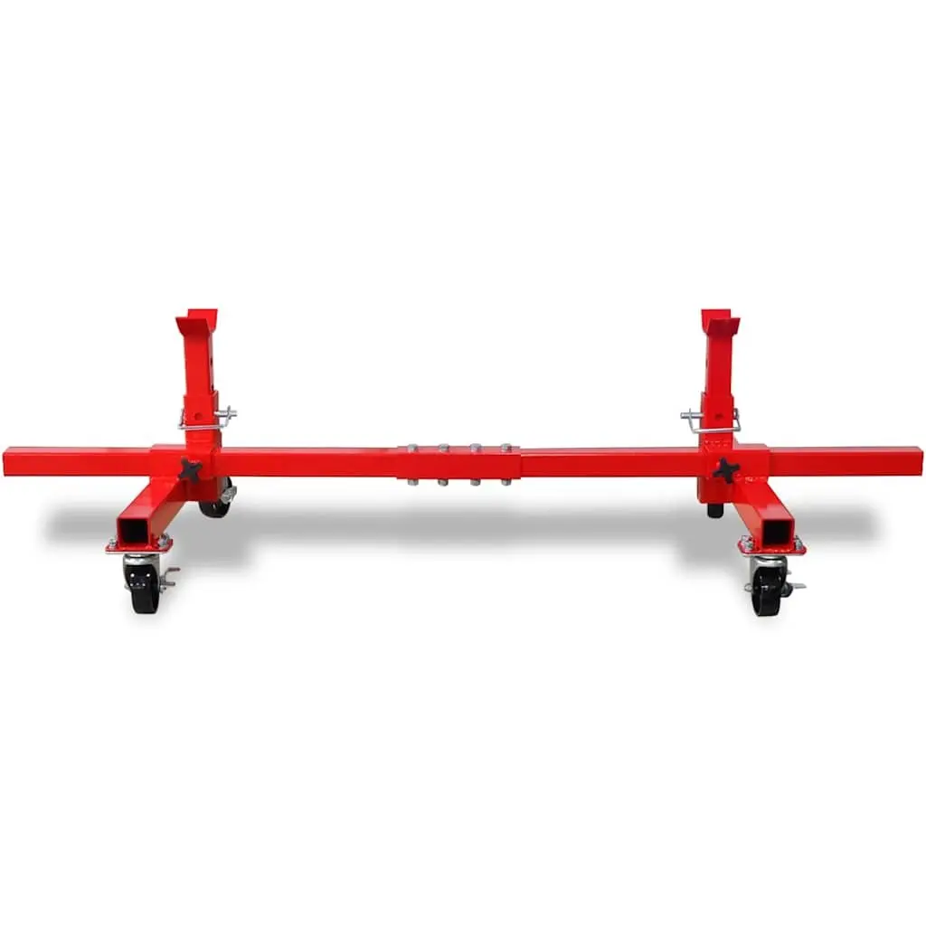 Mobile Axle Stand Heavy Duty Steel Adjustable Height Red