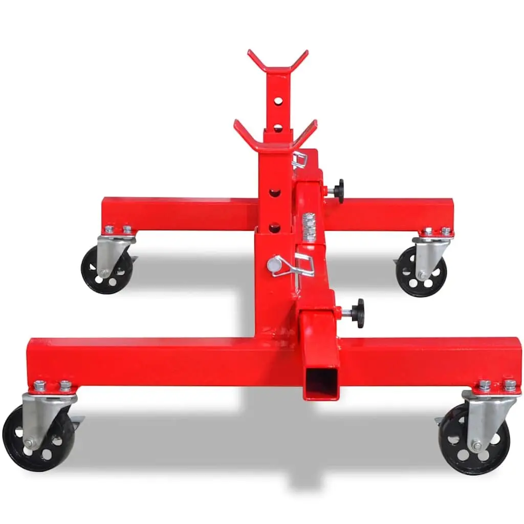Mobile Axle Stand Heavy Duty Steel Adjustable Height Red